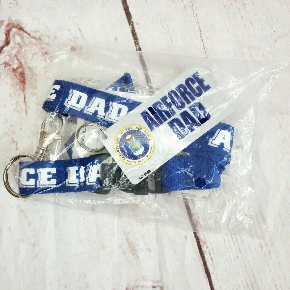 Blue White Airforce Dad Lanyard Army Airforce Key Chain Badge ID Holder